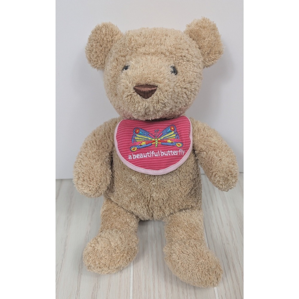 Carters Plush Teddy Bear Tan Butterfly Hungry caterpillar Bib Musical Eric Carle